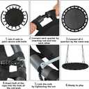 Tree Swing with PP Mat - Durable, Safe, and Easy to Install,Black Outdoor Saucer Swing,Flying Saucer Circle Swing for Yard Garden Playground Park (40 inches Diameter+Extra Straps)