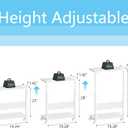 Computer Tower Stand with LED Light Strip,Mobile Rolling CPU Holder,Height Adjustable PC Tower Stand with Charging Station for Office Home (White)