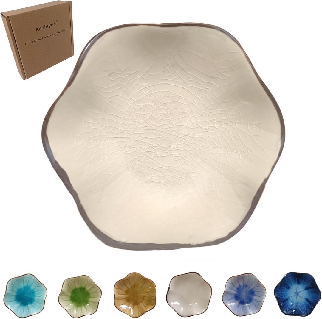 Coffee Spoon Rest for Coffee Bar Accessories, Small Spoon Rest for Coffee Station, Flower Ceramic Tea Spoon Holder for Teaspoon Rest for Tea Spoon, 1 PC (Cracks Deco, Cream White)