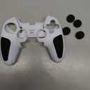 Skin for DualSense Edge, Ergonomic Soft Anti-Slip Silicone Controller Grip Cover Case Accessories Set for PlayStation 5 DualSense Edge Controller with Thumb Grip Caps (White Black)