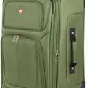 SWISSGEAR Sion Softside Expandable Spinner Luggage Durable Lightweight Travel Suitcase, Evergreen, Checked-Medium 25-Inch
