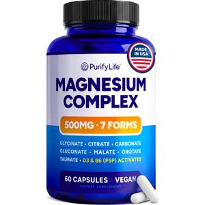 Magnesium Glycinate Complex for Women & Men with Vitamin D3 & B6, 60ct, BBD 06/2028