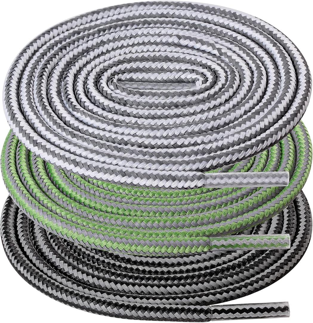 2 x UpUGo 3 Pair Boot Shoe Laces, Round Shoelaces for Athletic Running Hiking Sneakers Shoes Boot