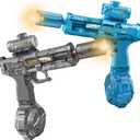 Electric Water Gun for Adults Kids, 2 Pack Automatic Squirt Watergun Pistol with Led Lights, Summer Outdoor Pool Beach Party Toys, Black and Blue