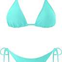 Holipick Two Piece Triangle Bikini Sets for Women String Bathing Suit Halter Top with Side Tie Bikini Bottom, L