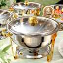 Chafing Dishes for Buffet 4 Pack, 6QT [Worry-Free Assemble] Round Chafing Dish Buffet Set [Elegant Gold and Silver Colors] Stainless Steel Chafers and Buffet Warmers Sets for Parties with Complete Set