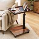 C-Shaped End Table, Adjustable Height, 360° Swivel TV Tray Table, Side Table, Anti-Fall Edge, Rounded Corners, Locking Clamp, Rolls Any Direction, Laptop, Snacks, Drinks, 30cm x 40cm x 50cm