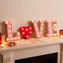 LOVE Marquee Lights Valentine's Day LED Light Up Letters Glitter Heart Pink LOVE Letter Lights, Marquee Signs Tabletop Decor for Fireplace, Bedroom, Wedding, Anniversary