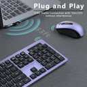 Wireless Keyboard and Mouse Combo, COVEVA 2.4GHz Wireless Keyboard Mouse with USB Receiver, Water-Dropping Keycaps, 104 Keys Full Size with Number Pad for PC Laptop Computer Desktop(Black Purple)