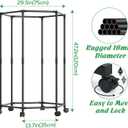 Clothes Rack with Wheels, Hexagonal Rolling Clothing Rack for Hanging Clothes, Clothes Drying Rack, Garment Storage for Bedroom, Laundry, Balcony (47" H)