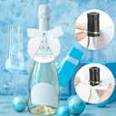MotiMind 50 Set Pop Bottle Tags, Champagne Baby Shower Favor Labels When Pops Tags with Bows and Ribbon for Party Guest Gifts(Blue)