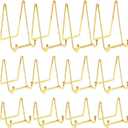 Kenning 12 Pieces Gold Plate Holder Easel Display Stand Metal Book Display Stand Tabletop Picture Frame Holder Photo Square Iron Easel Decorative for Kitchen Office Room Tabletop(3 Sizes)
