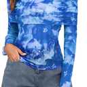 ZAFUL Women's Sexy Off The Shoulder Mesh Tops Sheer Stretchy Shirts Party Going Out Blouse (Blue, S)