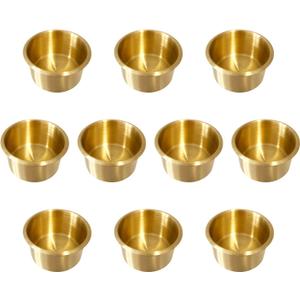 Game Table Cup Holder Insert - 10Pack Solid Brass Jumbo Drink Holder, Poker Table Cup Holders for Casino Table, Game Table, Sofa, Boats, Bench, Desk, RV Cars & Trucks