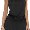 Women's Sexy Halter Backless Mini Dresses Summer Sleeveless Ruffle Hem Going Out Party Short Dress (Black, S)