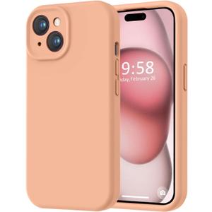 LOVE 3000 Compatible with iPhone 15 Case, [Smooth Silicone Full Coverage Camera] [8ft Drop Protection], Soft Microfiber Lining Full Body Protective Case for iPhone 15 6.1 inch - Cantaloupe