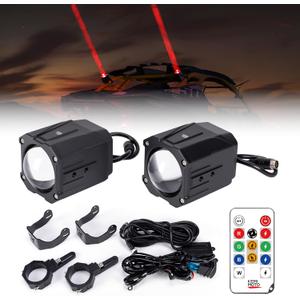 KEMIMOTO Whipless LED Whip Lights with 9 Chase, Flash Light & Auto-Cycle Mode, Compatible with Polaris RZR Ranger Can-Am Maverick X3 Defender CFmoto, Fit 1.5''-2'' Roll Cage, Alien Lights for SXS UTV