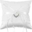 Nogeqi Ring Bearer Pillow, Wedding Ring Bearer with Pearl, Lace Ring Pillow for Ring Bearers, Wedding Ring Pillows for Ceremony Wedding Party Anniversary(Lace Style)
