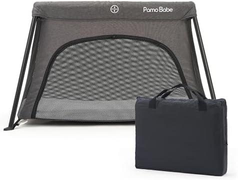 Pamo Babe Travel Crib - Lightweight Baby Playard with Zip Door, Carry Bag for Airplane - Easy to Carry