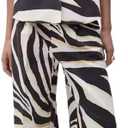 Pants Sets 2 Piece Outfits for Women Zebra Print Halter Vest Top and Wide Leg Pants Dailywear Summer Vacation Sets (Medium, Black)