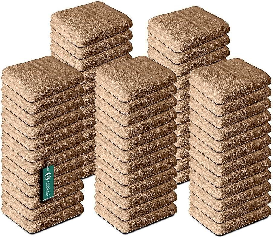 100% Cotton Washcloths 60 Pack|700 GSM|Soft Face & Body Washcloths|Highly Absorbent|12 x 12 Inches|Coffee