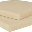 Cozyide Outdoor Chair Cushions, Waterproof Patio Seat Cushions with Adjustable Straps, Round Corner Patio Chair Cushions for Garden, Beige, 17x16x2 Inch (Pack of 2)