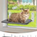 keny Cordless Foldable Cat Window Perch, Reversible Cover with Two Different Kinds of Fabrics, Dark Grey (Medium)