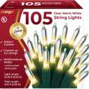Clear Warm White Christmas Tree Lights - 20 Ft String Of 105 Incandescent Mini Bulbs Multifunctional Lighting Modes, for Decorative, Bedroom, Outdoor, Xmas Twinkle Lights with Green Wire Total 21.6 Ft