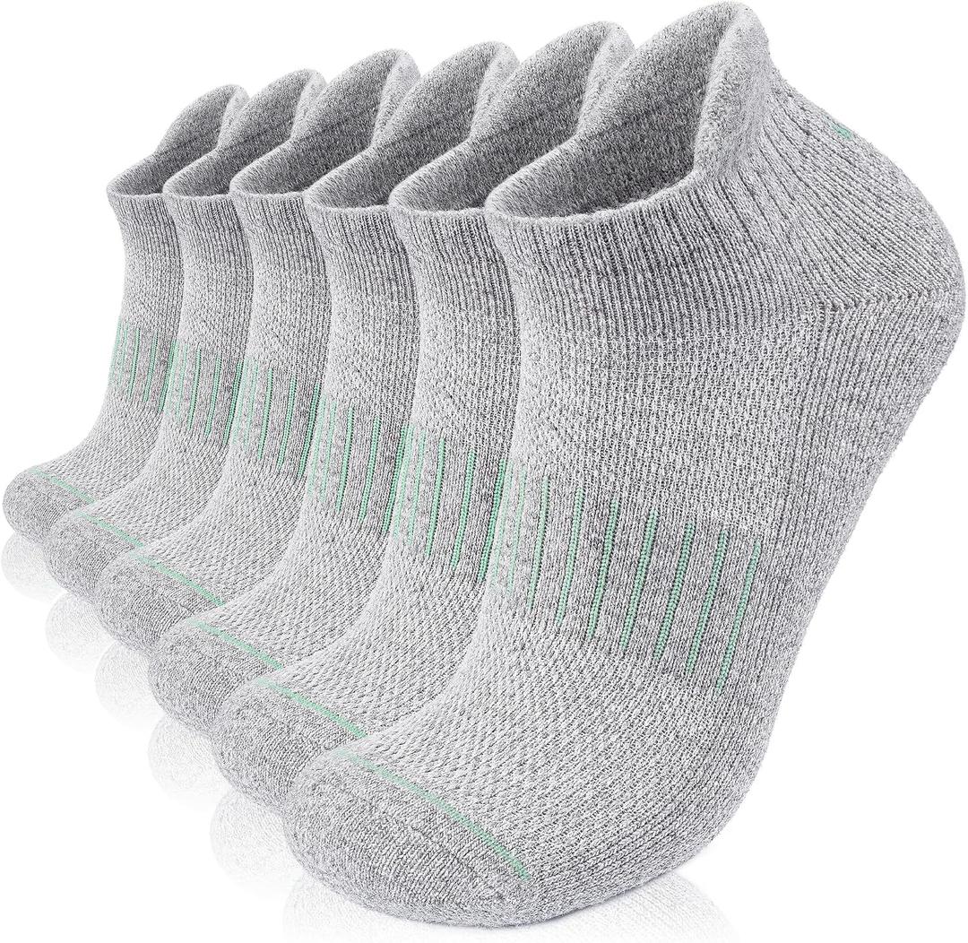 Lapulas Merino Wool Ankle Hiking Running Socks for Men Women Breathable Compression Thick Athletic No Show Socks 6 Pairs (Black, XL)