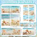 13 Pcs Beach Kitchen Decor Set 3 Seashell Kitchen Curtains Valance 2 Beach Rugs and Mats 4 Coastal Hand Towels 2 Pot Holders 2 Oven Mitts for Summer Home Decor Cooking Grilling Housewarming Gift