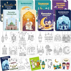 Zhanmai 48 Pcs Eid Mubarak Goodie Bags Fillers Ramadan Coloring Book Bulk Gift Ramadan Star Moon Holiday Activity Religious Mubarak Coloring Book for Activities Party Favors Supplies DIY Craft