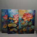 Flower Canvas Wall Art Colorful Floral Picture for Bathroom Watercolor Blue Yellow Pink Wildflower Wall Decor Nature Scenery with Butterfly Painting Framed Artwork (16" W x 24" H x 3 Panels)