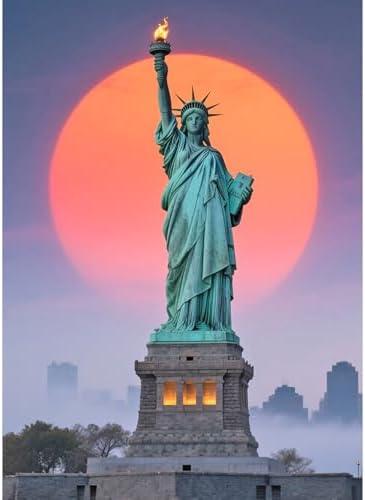 JZHYOAN Statue of Liberty Diamond Painting Kit Decor DIY Diamond Art Kits for Beginners Adults 5D Full Drill Crystal Rhinestone Round Gem Art Craft for Home Wall Decor Handmade Embroidery Gift 30x40cm