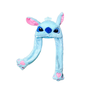 LGQHCE S-tittch Funny Plush Hat, S-tittch Kids Plush Hat Cartoon Rabbit Hat with Moving Ears Short Plush Cartoon Hat Animal Shaped Cap Soft Warm Winter for Festival Cosplay Birthday Gifts (Light Blue)
