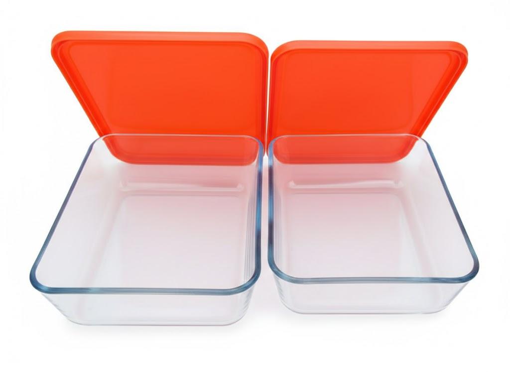 2 Pcs NUTRIUPS Deep & Large Glass Baking Dish Baking Pans with Plastic Lids for Lasagna Leftovers, Rectangular Glass Bakeware for Oven