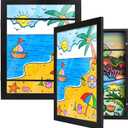 PECULA 2 Packs Kids Art Frame, 8.5x11 Front Opening Kids Artwork Frames Changeable, Holds 100 Drawings Artwork Frames for Kids Art, 3D Picture, Craft Storage, Hanging Wall Decor(Black)