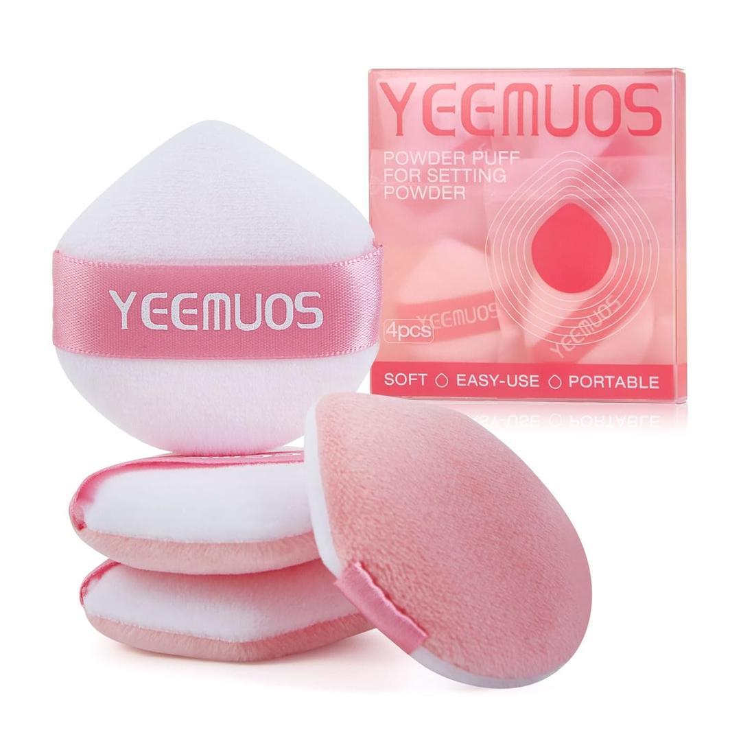 4 Pcs Setting Powder Puffs, Makeup Puff for Face and Body, Beauty Makeup Sponge Tools for Loose and Pressed Powder, Soft Velvet Powder Puff for All Skin (Coral Pink)