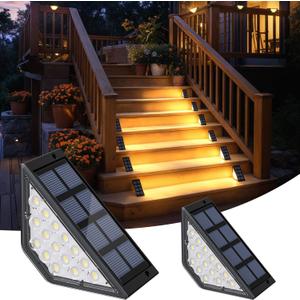 INCX Solar Step Lights for Outside, 2 Pack LED Solar Stair Lights Outdoor Waterproof IP67, Auto On/Off Outdoor Lighting for Front Step, Stair, Deck, Fence, Porch & Patio DecorWarm White