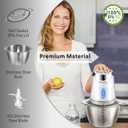 Food Processor Cordless Vegetable Chopper with 5 Cup Stainless Steel Bowl6000mAh USB Rechargeable Battery, Electric Garlic Meat Choppers BPA-free Baby Food Processors Blender Mincert(White)