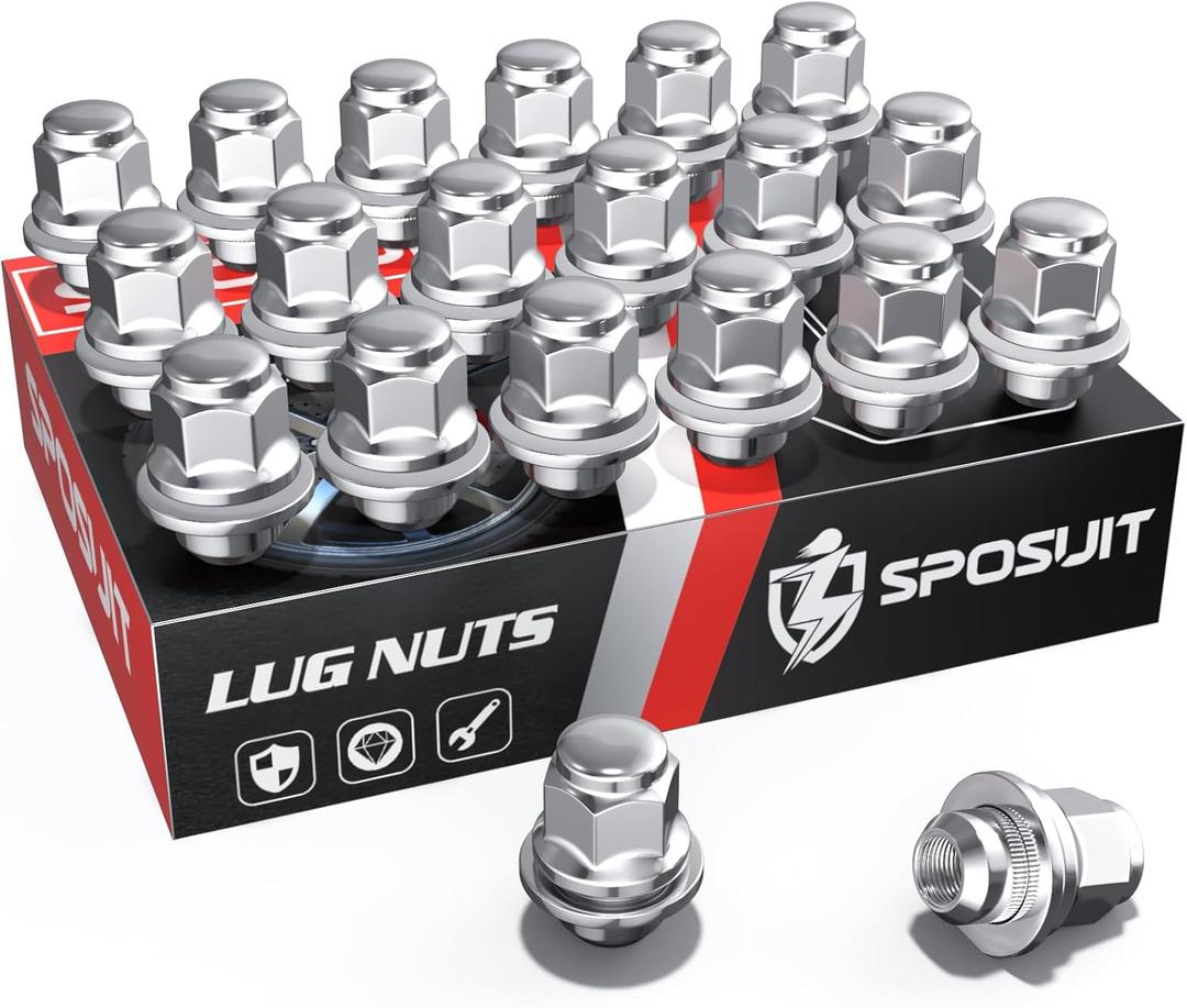 Sposuit M12x1.25 Lug Nuts - Replacement for 2002-2024 Nissan Altima, 1988-2023 Maxima, 2012-2024 Pathfinder, 2008-2023 Rogue - OEM Factory Style Mag Seat Chrome Lug Nut with Washer(20 Pcs)