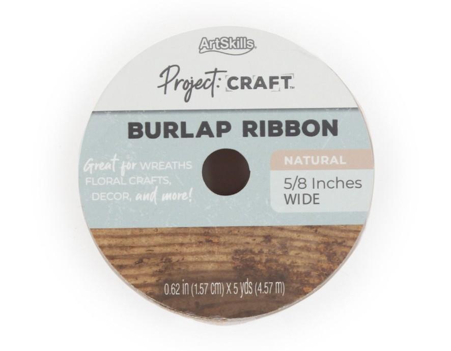 Artskills Project Craft Brown Burlap Ribbon, 5/8"