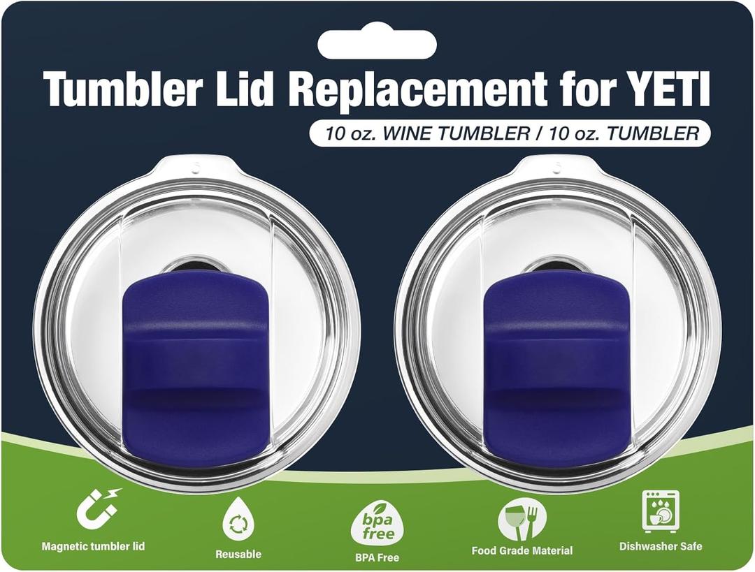 10 oz Tumbler Lids for YETI,Magnetic Tumbler Lid Replacement for YETI,BPA Free 2 Pack Violet Tumbler Lids
