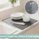 Dish Drying Mat, Silicone Dish Drying Mat for Kitchen Counter, Dish Drainboard with Built-in Drain, Non-silp, Heat Resistant, Dishwasher Safe (Gray, 20"x17")