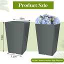 Briwooody Set of 2 15.75 Inch Large Taper Planters Outdoor Indoor Tall Resin Flower Pots with Drainage Holes Modern for Front Door Patio Backyard Plants(Gray), 16 Inch