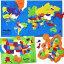 Imagimake Mapology USA & World Map Puzzle with Flags, Capitals, Stickers | Educational Toys for Ages 5-7 | Jigsaw Puzzles for Kids Ages 8-10 | Geography Toys for Ages 8-13 | 6 Year Old Boy/Girl Gifts