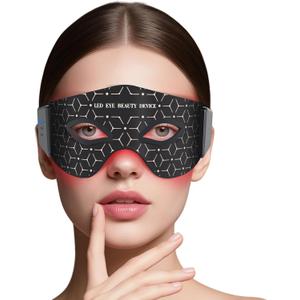 Red Light Eye Mask, 5 Modes Adjustable LED Red Light Therapy for Eyes, Under Eye Red Light Therapy Device for Relieve Eye Bags, Dark Circles and Puffiness, Smoothing Fine Lines