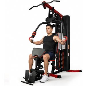 Home Gym System with 160 lbs Weight Stack, All-in-One Full Body Workout Machine with Pulley System & Leg Press, Heavy Duty Strength Training Equipment for Home Gym, Garage & Apartment