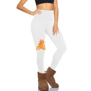 Hi Clasmix Fleece Lined Leggings for Women - High Waisted Winter Yoga Pants, Warm Thermal Running Workout Tights (White, L)