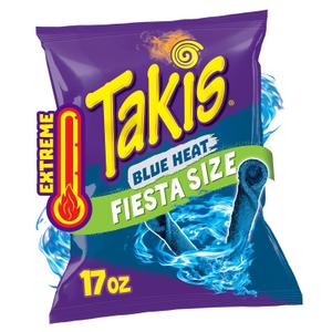 Takis Blue Heat Rolled Tortilla Chips, 17oz Bag
Extremely Spicy Hot Chili Pepper Flavor, Corn Snack Chips, Big Party Size for Sharing at Fiestas and Cook-Outs