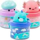 Original Squishmallows Premium Cloud Slime, 3-Pack, 9 Add Ins, 8 oz. Fluffy Slimes, for Kids, Bulk, Great 6 Year Old Toys & Party Favors, Super Soft Sludge Toy